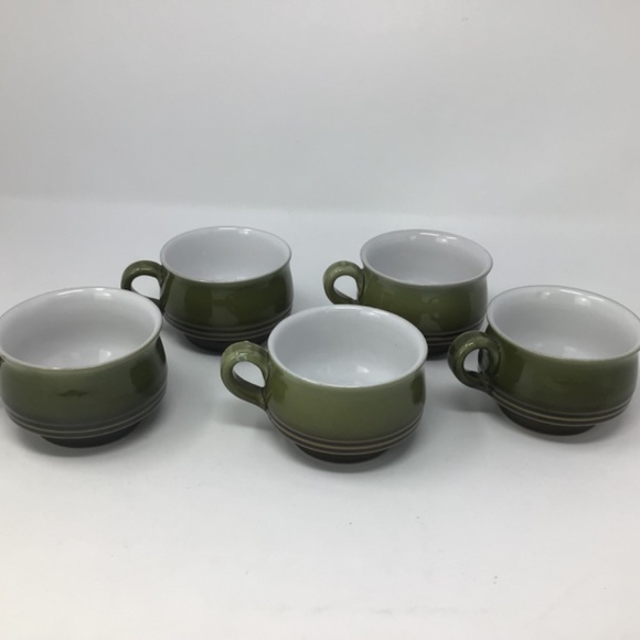 Denby Painter’s Pallet Green (retired) Stoneware coffee/tea mugs x5 - Picture 3 of 9